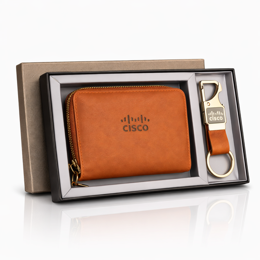 Leather Wallet & Keychain Gift Set