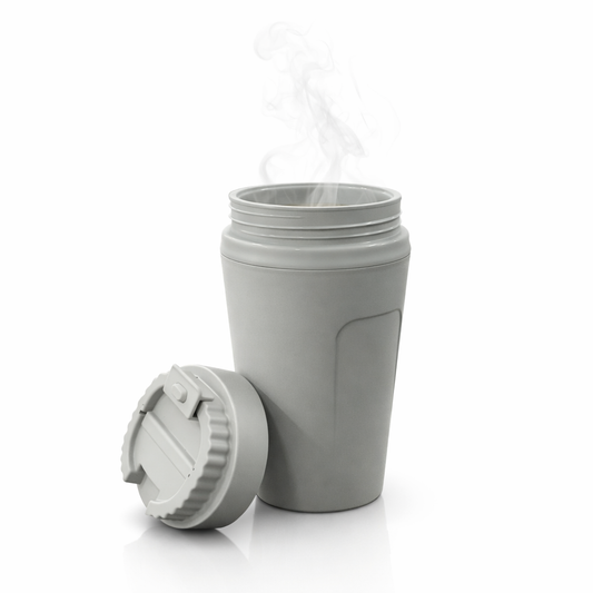 Café Cup – Double Wall Steel Mug with Flip Top Lid