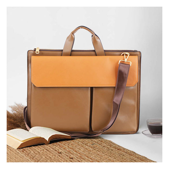 TACTIC FOX Signature Pro Vegan Leather Work Bag (gld)