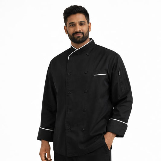 Noir Chef Coat – Professional Black Double-Breasted Culinary Jacket