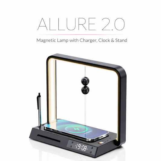 ALLURE 2.0 – Magnetic Lamp with Charger, Clock &amp; Stand